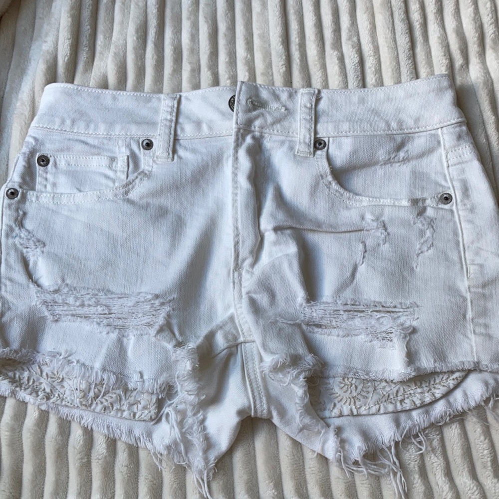 American Eagle Hi-Rise Shortie with Distressed Details
